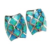 Silver Earrings (Rhodium Plated) w/ Inlay Created Opal