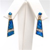 Silver Earrings (Gold Plated) with Inlay Created Opal and White CZ