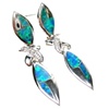 Silver Earrings (Rhodium Plated) w/ Inlay Created Opal & White CZ