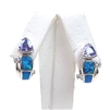 Silver Earring with Inlay Created Opal, White and Tanzanite CZ