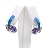 Silver Earring with Inlay Created Opal, White and Tanzanite CZ