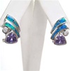 Silver Earring W/ Created Opal+Tanzanite+White CZ