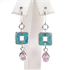 Silver Earrings with Inlay Created Opal and Pink CZ