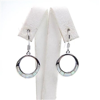 Silver Earrings w/ Inlay Created Opal