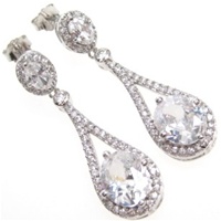 Silver Earrings w/ White CZ