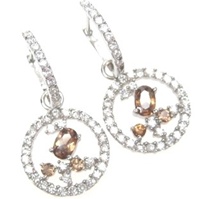 Silver Earring (Rhodium Plated) w/ Wht CZ.