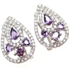 Silver Earrings w/ White and Amethyst CZ