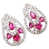 Silver Earrings (Rhodium Plated) w/ White and Ruby CZ