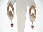 Silver Earrings (Rose Gold Plated) W/ White and Garnet CZ