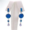 Silver Earring with Inlay Created Opal and Tanzanite CZ