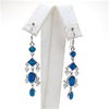 Silver Earrings with Inlay Created Opal and White CZ