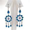 Silver Earring with Inlay Created Opal, White and Tanzanite CZ