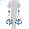 Silver Earring with Inlay Created Opal, White and Tanzanite CZ