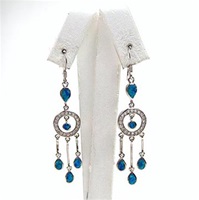Silver Earrings with Inlay Created Opal & White CZ