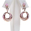 Silver Earring (Rose Gold Plated) with Inlay Created Opal & White CZ