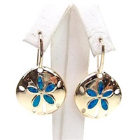Silver Earrings (Gold Plated) with Inlay Created Opal
