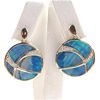 Silver Earrings (Gold Plated) with Inlay Created Opal and White CZ