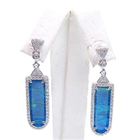 Silver Earrings with Inlay Created Opal