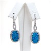 Silver Earrings with Inlay Created Opal and White CZ