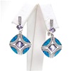 Silver Earring with Inlay Created Opal, White and Tanzanite CZ
