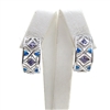 Silver Earring with Inlay Created Opal and Tanzanite CZ