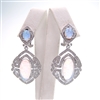Silver Earrings with Inlay Created Opal and White CZ