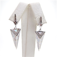 Silver Earrings with Inlay Created Opal and White CZ