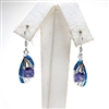 Silver Earring with Inlay Created Opal and Tanzanite CZ