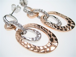 Silver Earrings (Rose Gold Plated) W/ White CZ