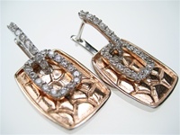 Silver Earrings (Rose Gold Plated) W/ White CZ