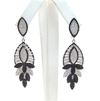 Silver Earrings w/ Black & White CZ