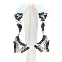 Silver Earrings w/ Black & White CZ