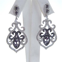 Silver Earrings w/ White & Amethyst CZ