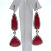Silver Earrings w/ Red Coral & White CZ