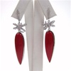 Silver Earrings w/ Red Coral & White CZ