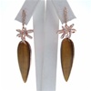 Silver Earrings (Rose Gold Plated) w/ Yellow Tiger Eye & White CZ