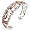 Silver Bangle (Rhodium and Rose Gold Plated) with White CZ