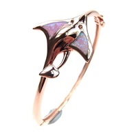 Silver Bangle (Rose Gold Plated) with Inlay Created Opal (Sting Ray)