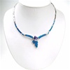 Silver Necklace (Rhodium Plated) w/ Inlay Created Opal, White & Tanzanite CZ