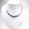 Silver Necklace (Rhodium Plated) w/ Inlay Created Opal, White & Tanzanite CZ