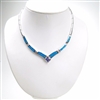 Silver Necklace (Rhodium Plated) w/ Inlay Created Opal & Tanzanite CZ