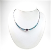 Silver Necklace with Inlay Created Opal, White and Amethyst CZ