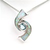 Silver Pendant with Inlay Created Opal and Blue Topaz