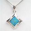 Silver Pendant with Inlay Created Opal