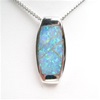 Silver Pendant with Inlay Created Opal