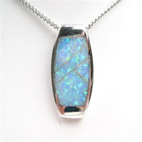 Silver Pendant w/ Inlay Created Opal