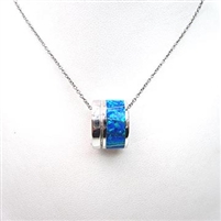 Silver Pendant with Inlay Created Opal