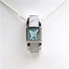 Silver Pendant with Inlay Created Opal and Blue Topaz