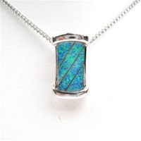 Silver Pendant w/ Inlay Created Opal