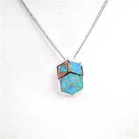 Silver Pendant w/ Inlay Created Opal